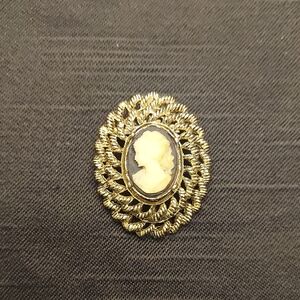 Elegant Gold Cameo Brooch